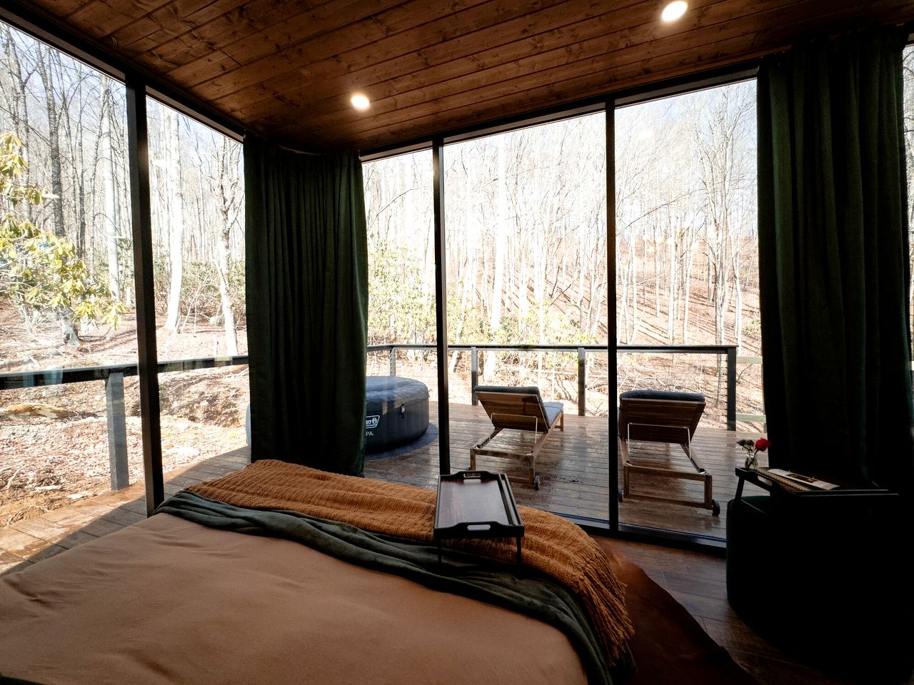 Luxurious Glass Tiny House with Sleek Interior Design for an Amazing Couples Getaway near Mars Hill, NC