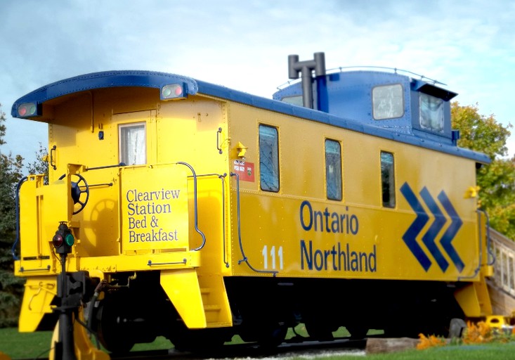 Caboose rental with fireplace in Creemore, Ontario