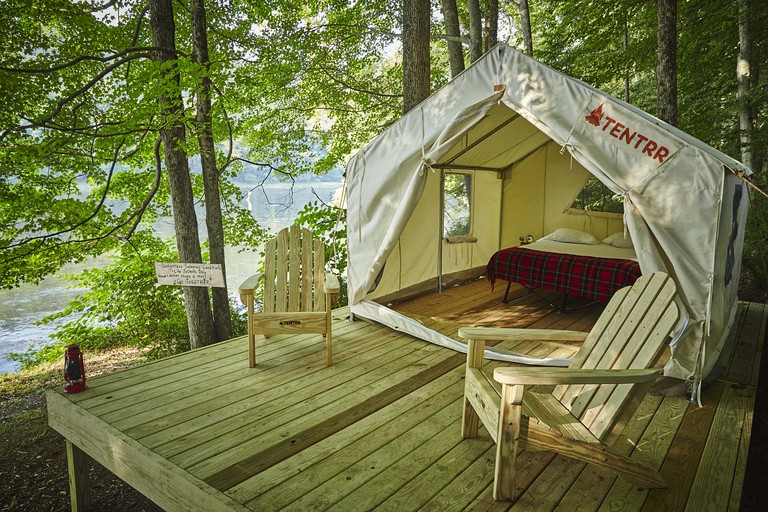Tentrr Signature Site River's Edge Sunrise, Tented Cabins, Pond Eddy