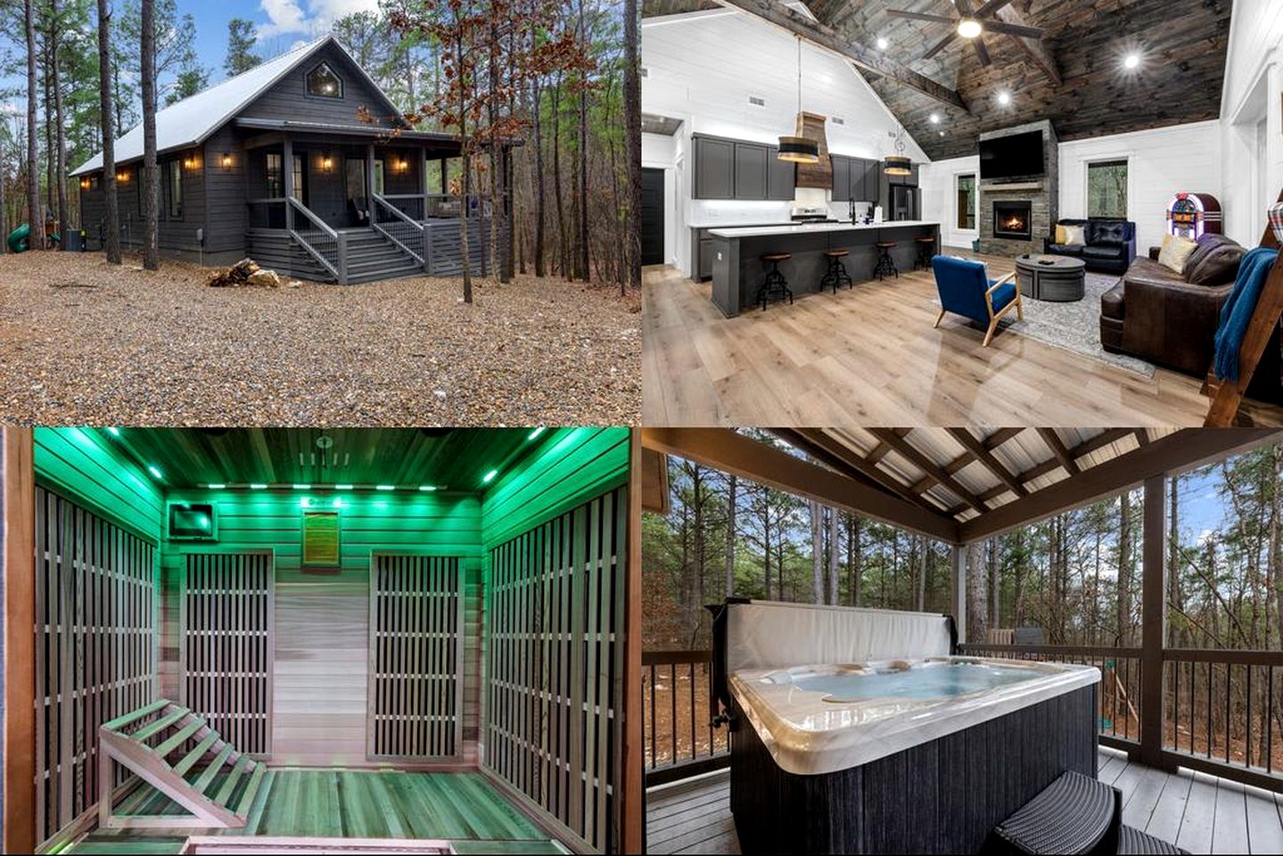Luxury Cabin with Private Hot Tub, Infrared Sauna & Vintage Jukebox Near Broken Bow, OK