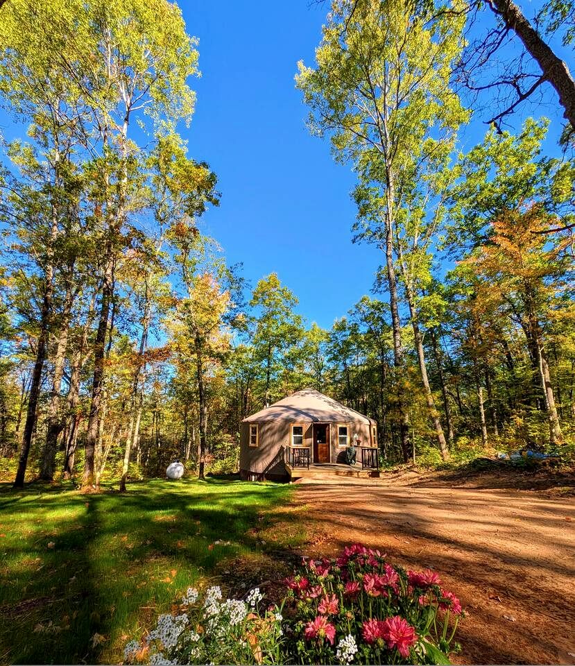 Pet Friendly Yurt with a Shared Sauna House in Northern Wisconsin, Ideal for a Weekend Escape in the Wilderness