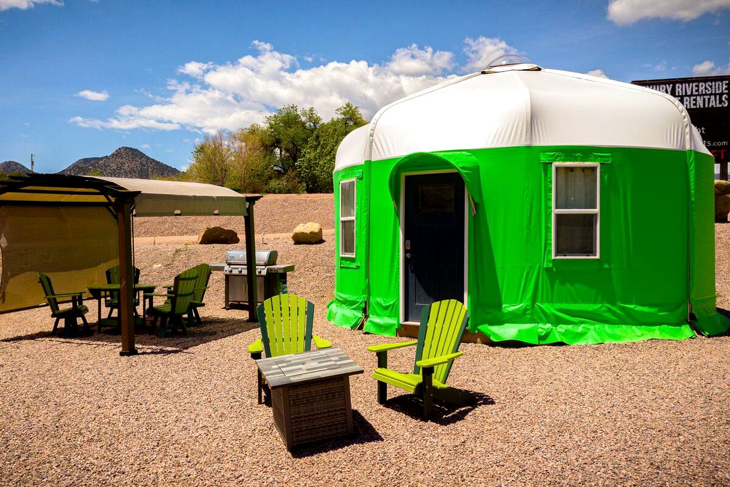 Riverside Yurt Rental with Scenic Views for Luxury Camping in Canon City, Colorado