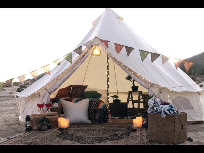 San Felipe, Baja California camping on the beach in a bell tent.