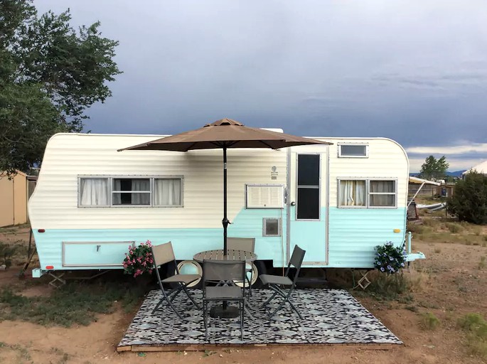 Exterior of quiet campervan rental for two in New Mexico