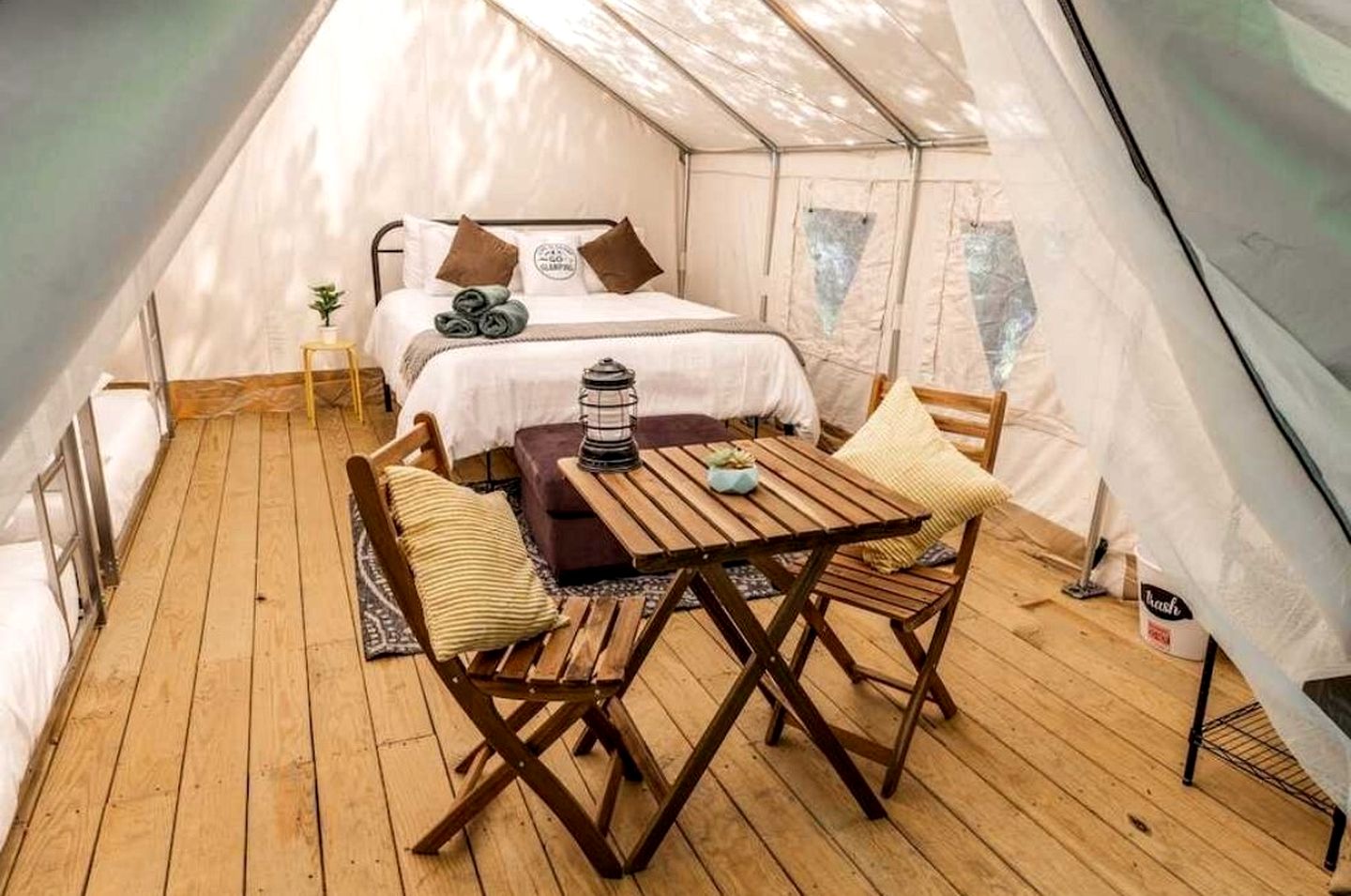 Cozy Family Deluxe Glamping Tent w/ Private Deck, Fire Pit Nights & Grill Ready in Broadalbin, New York