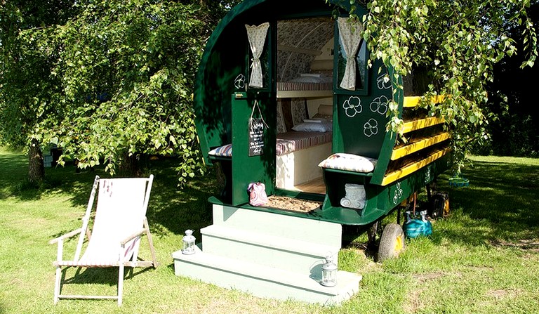 Caravan holiday accommodation in the French countryside.