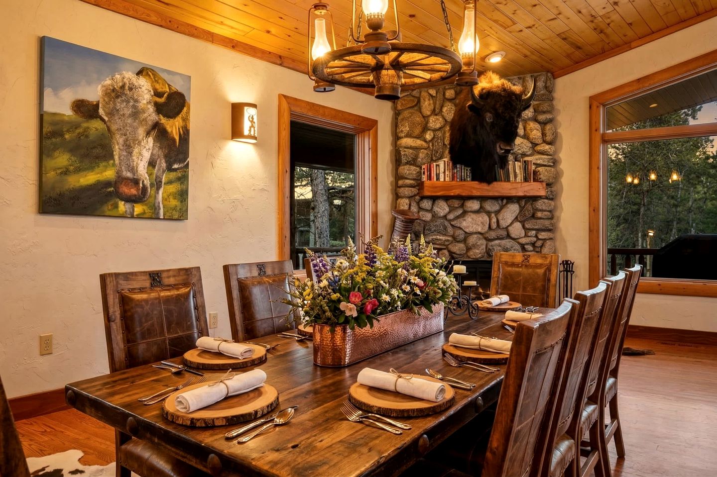 Spacious Retreat with Stone Fireplace & Pond Views in Banner, Wyoming