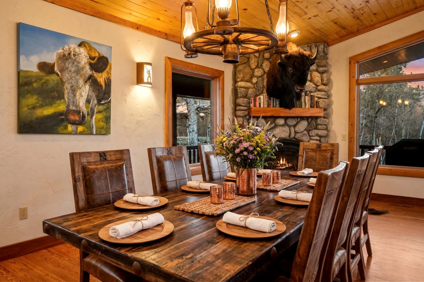 Spacious Retreat with Stone Fireplace & Pond Views in Banner, Wyoming