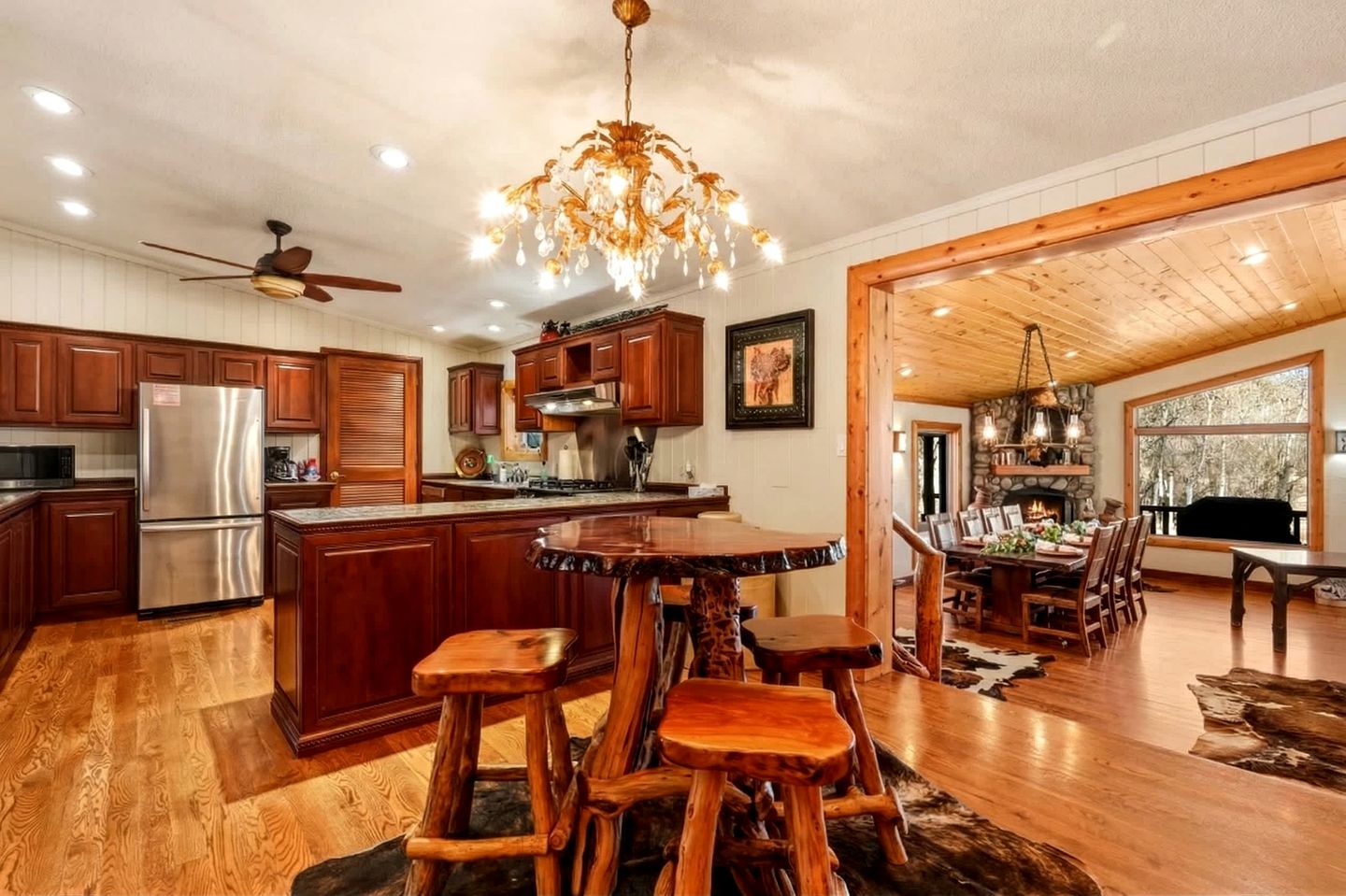 Spacious Retreat with Stone Fireplace & Pond Views in Banner, Wyoming