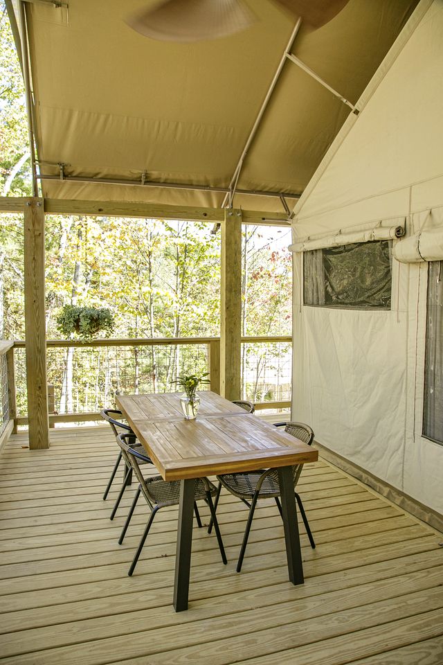 Secluded Glamping Tree Tent with Outdoor Soaking Tub & Private Pizza Oven Near Waterfalls, Zirconia, NC