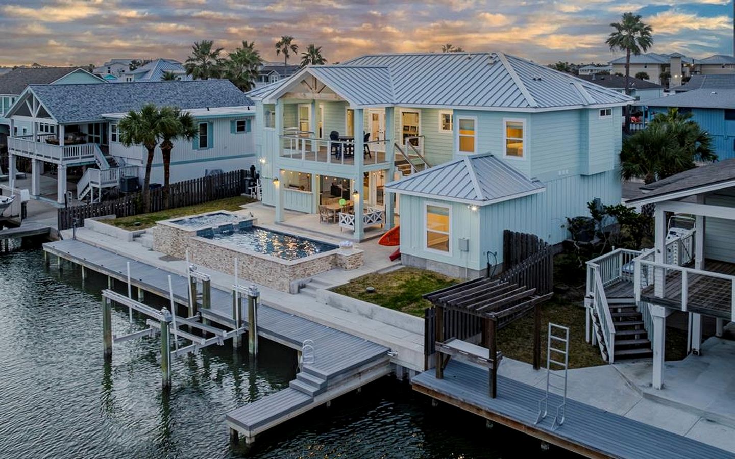 Stylish Waterfront Getaway with Private Dock, Pool, and Game Room near Rockport Beach, Texas
