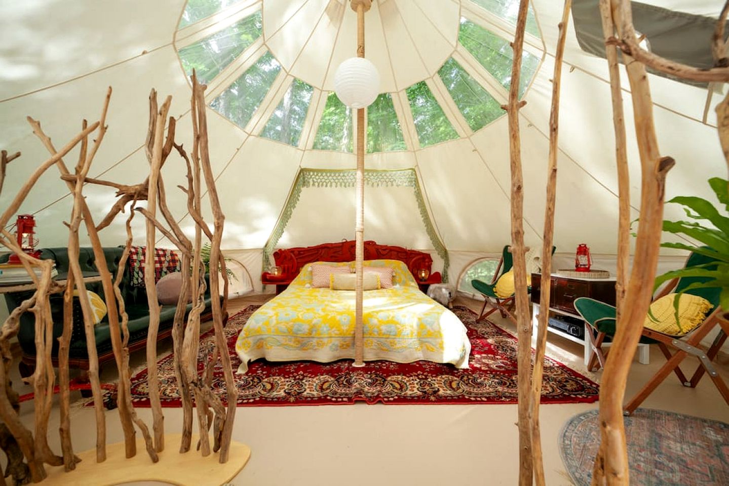 Unique Cozy Bell Tent with Wooden Deck in New York