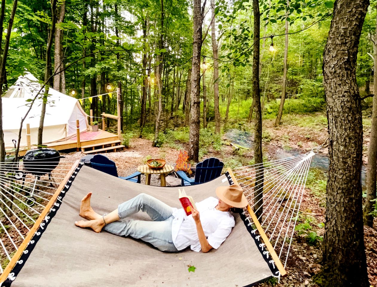 Unique Cozy Bell Tent with Wooden Deck in New York