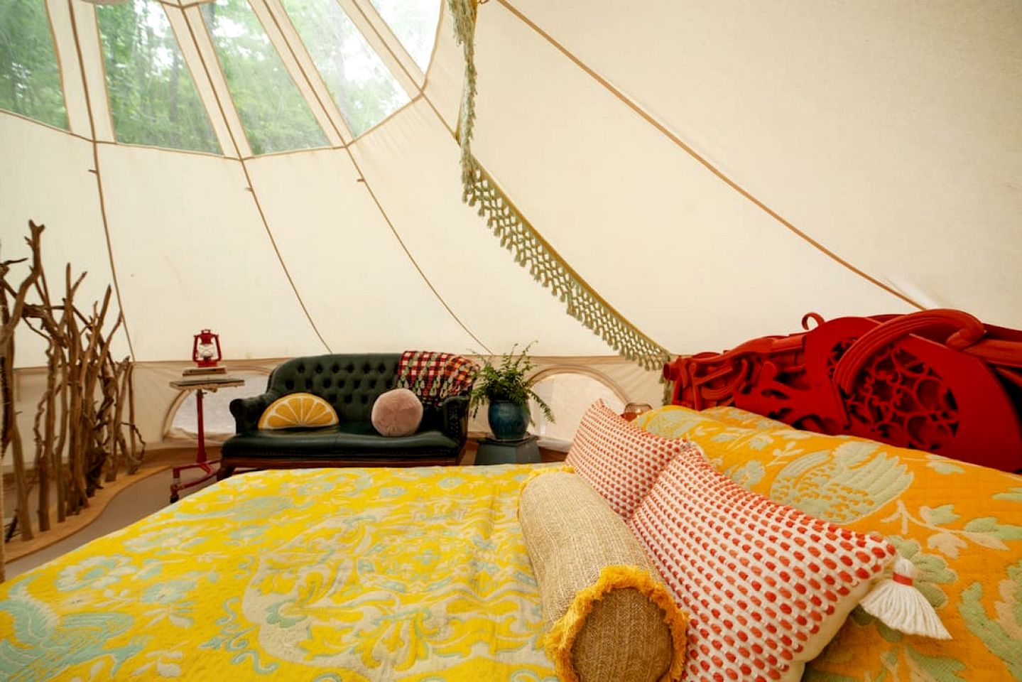 Unique Cozy Bell Tent with Wooden Deck in New York