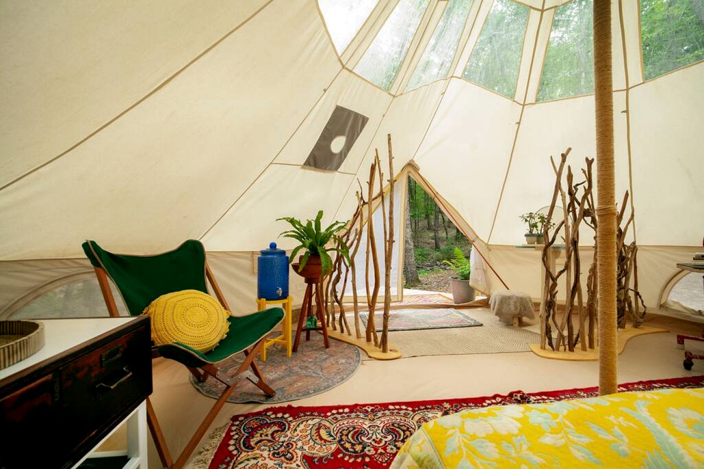 Unique Cozy Bell Tent with Wooden Deck in New York