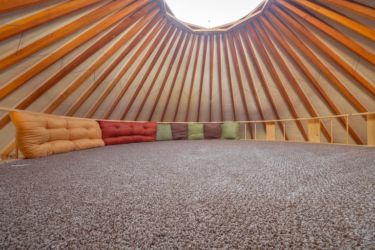 Interior of luxury yurt rental: California vacations