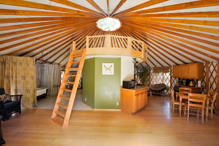 Go yurt camping! California accommodation in super spacious yurt.