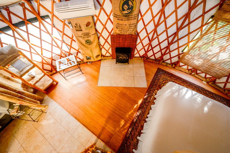 Interior shot of one of the top yurts in Northern California