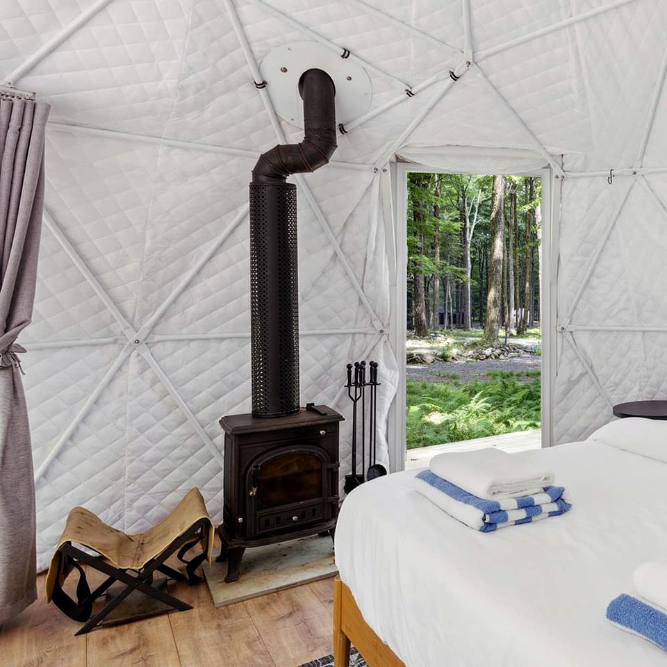 Scenic Mountain View Dome Retreat with Cozy Wood Stove in Lincoln, Maine