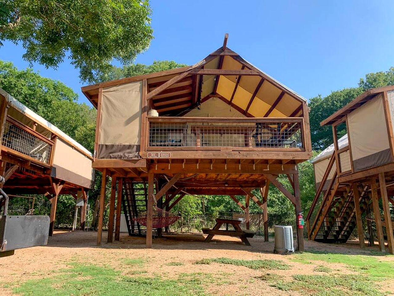 Texas Elevated Tented Cabin Rental on Geronimo Creek for Amazing Family Vacations in Seguin