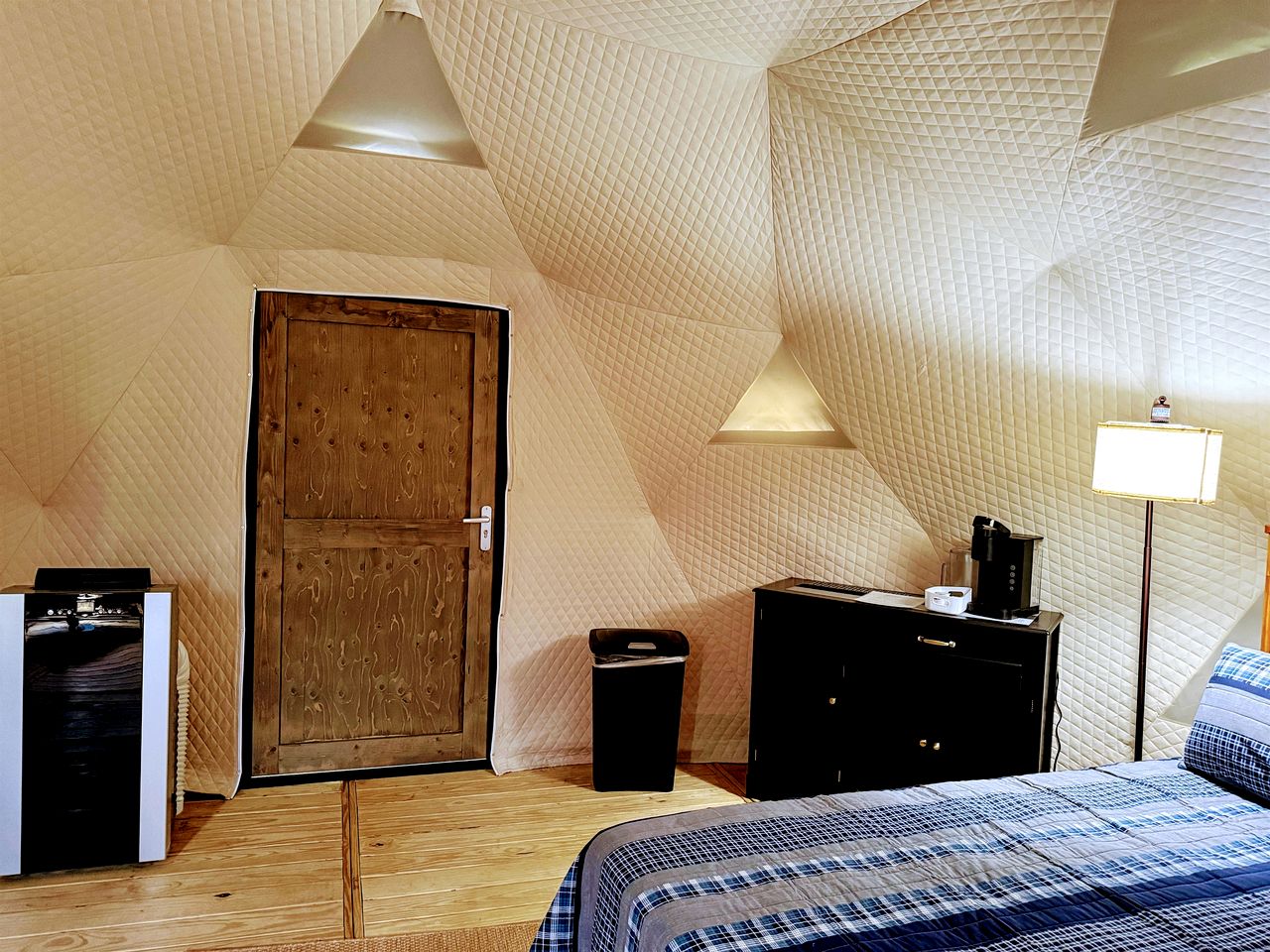 Starlit Geodesic Dome Haven Overlooking a Mountain River in New York’s Catskills