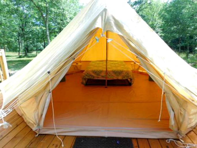 Interior of bell tent in Beavers Bend State Park