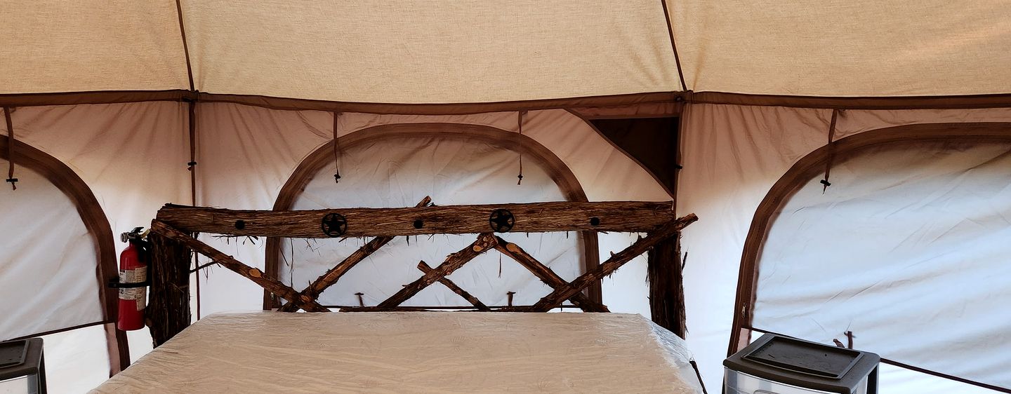 Rustic Bell Tent Rental with a Fire Pit for a Glamping Getaway in Nature near San Antonio, Texas