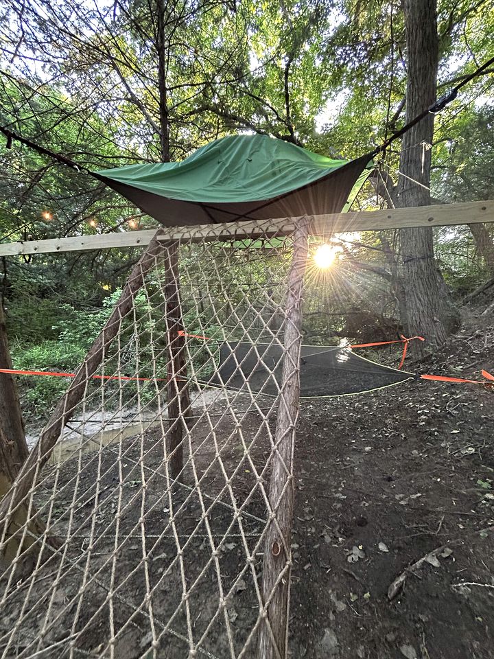 Unique Jungle-Style Glamping RV with 8-Foot Suspended Tree Tent near Creek Trails in Forestburg, Texas