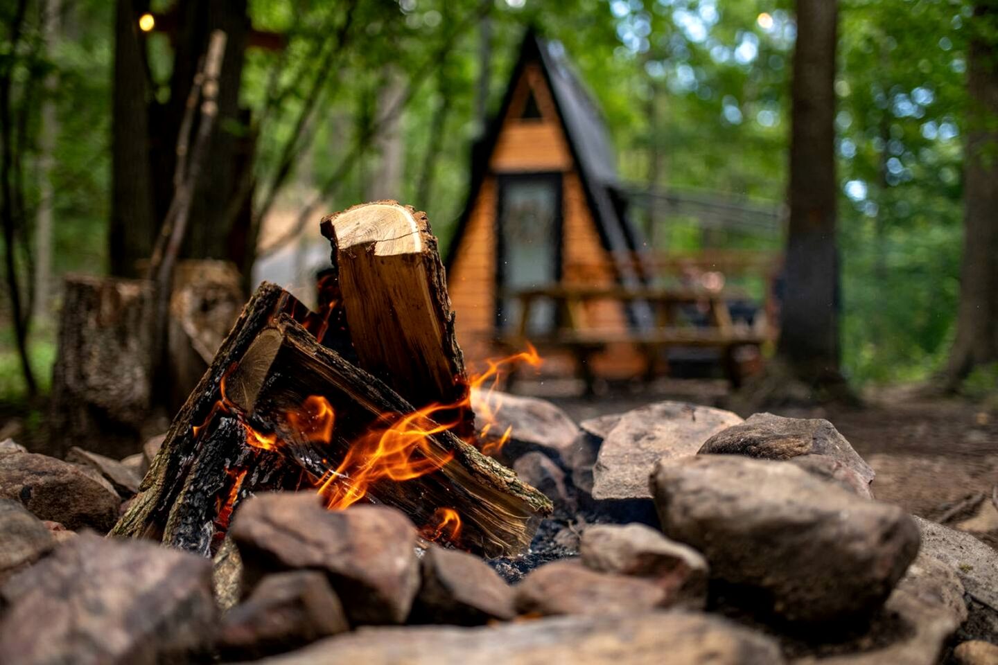 Secluded Off-Grid A-Frame Cabin with Creek Access near Abrams Creek, West Virginia