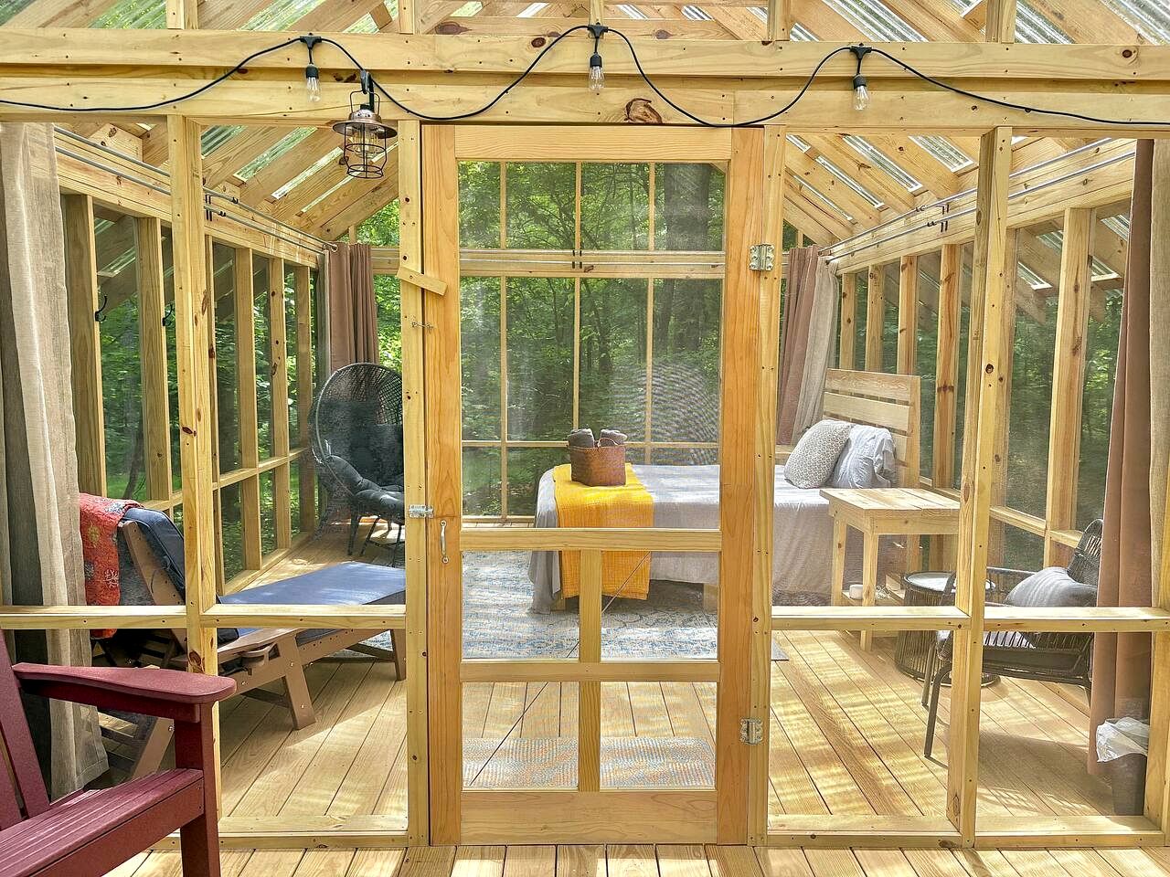 Rustic Glamping Screenhouse with Clear Roof and Farm Views near Kerr Lake, Henderson, NC