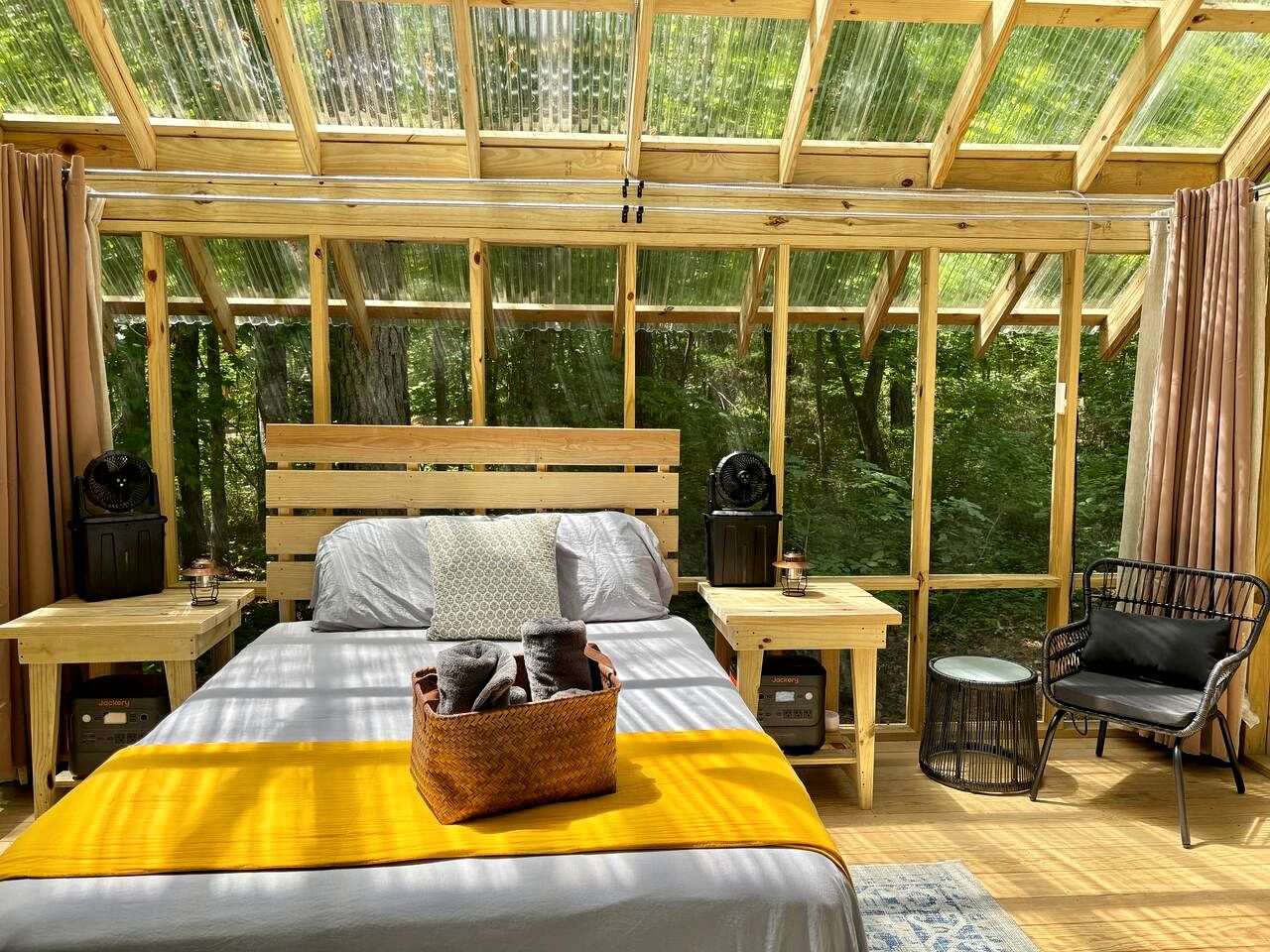 Rustic Glamping Screenhouse with Clear Roof and Farm Views near Kerr Lake, Henderson, NC