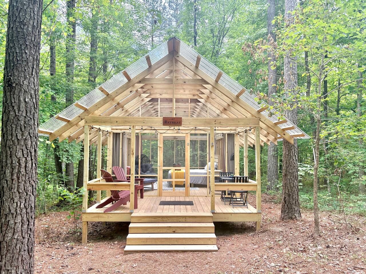 Rustic Glamping Screenhouse with Clear Roof and Farm Views near Kerr Lake, Henderson, NC