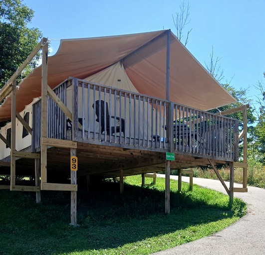 Sensational Tented Cabin Nestled Amidst Trees and Fire Pit Provided in Logan, Ohio