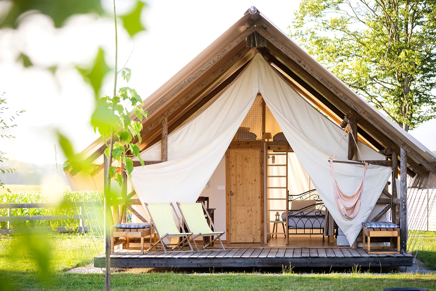 Luxury Eco-Friendly Tent Camping with Natural Swimming Pool in Slovenian Countryside