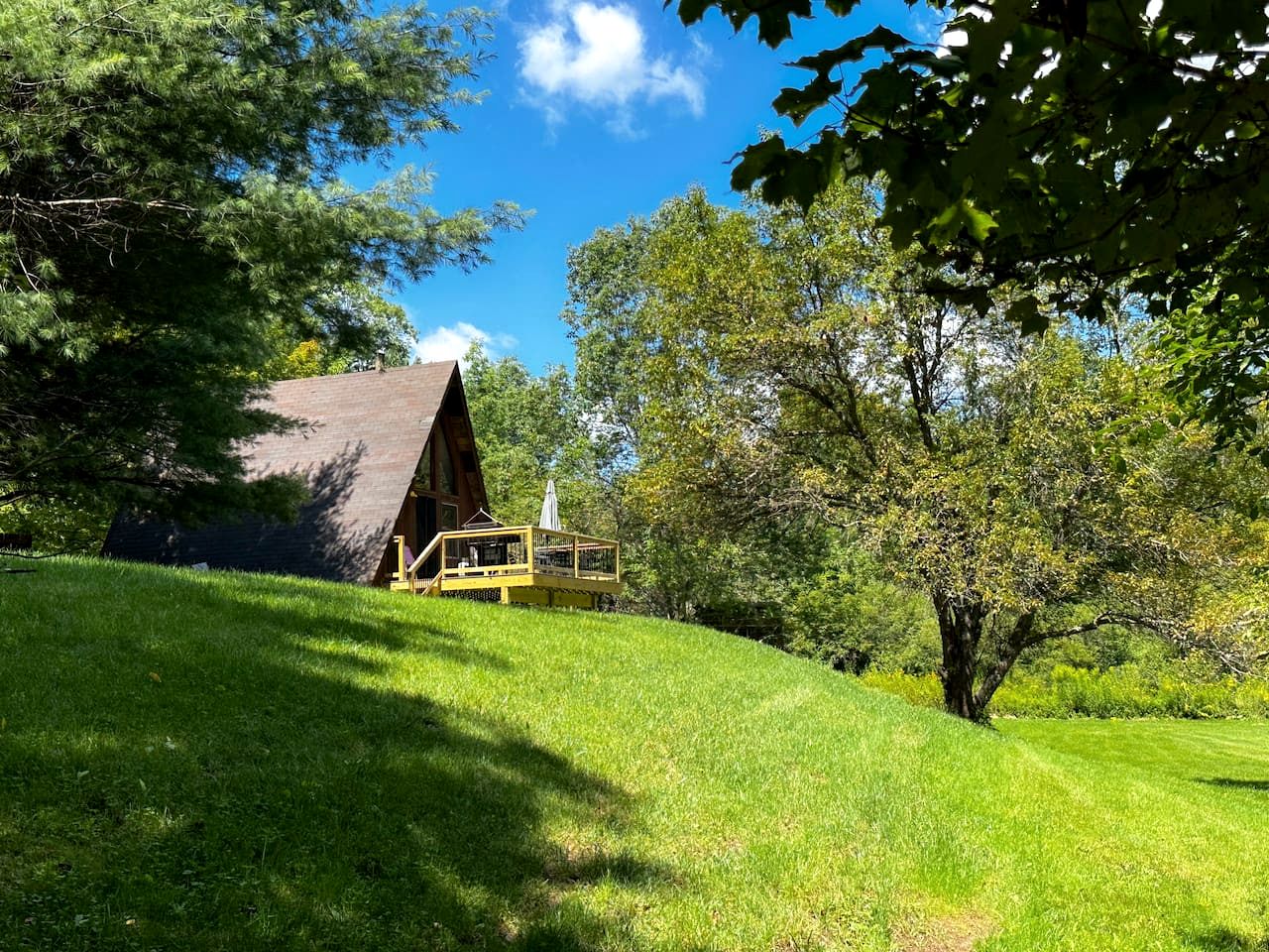 Peaceful A-Frame Retreat with Pond & Private Woodland Escape in Margaretville, New York
