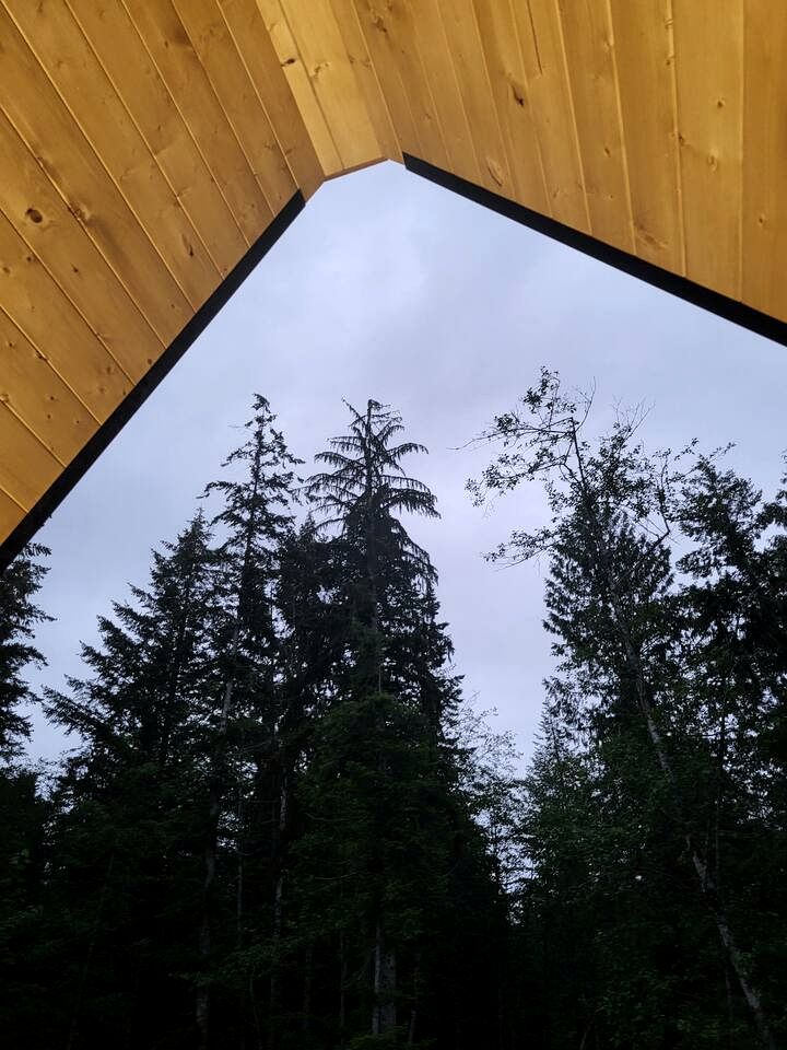 Romantic Golden Tree Ring Cabin with Forest Views & Egg Tub near Homestead Farm in British Columbia