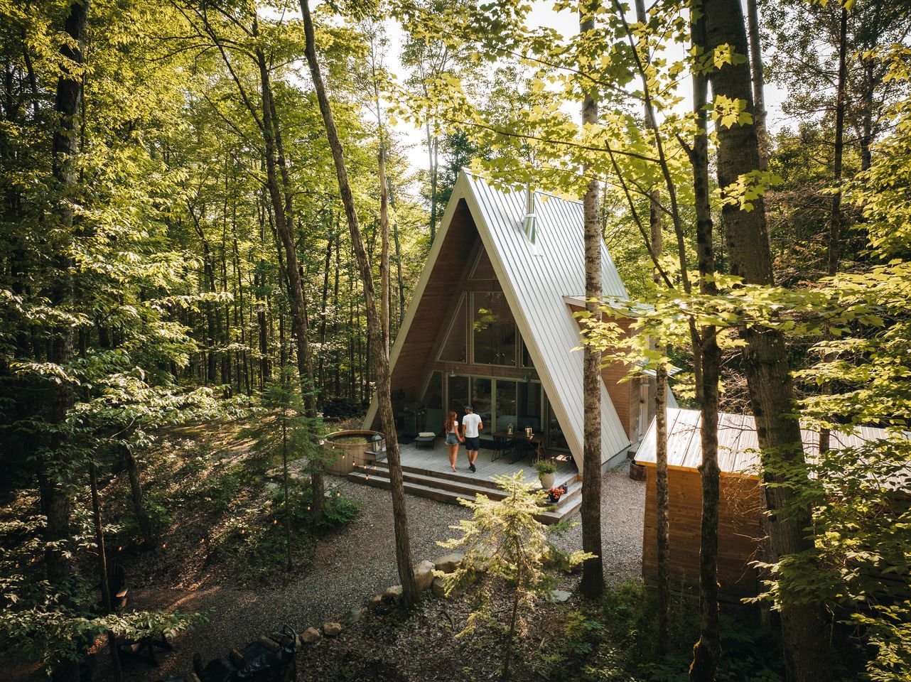 Gorgeous A-Frame with Lake Access Surrounded by Forest in Quebec, Canada