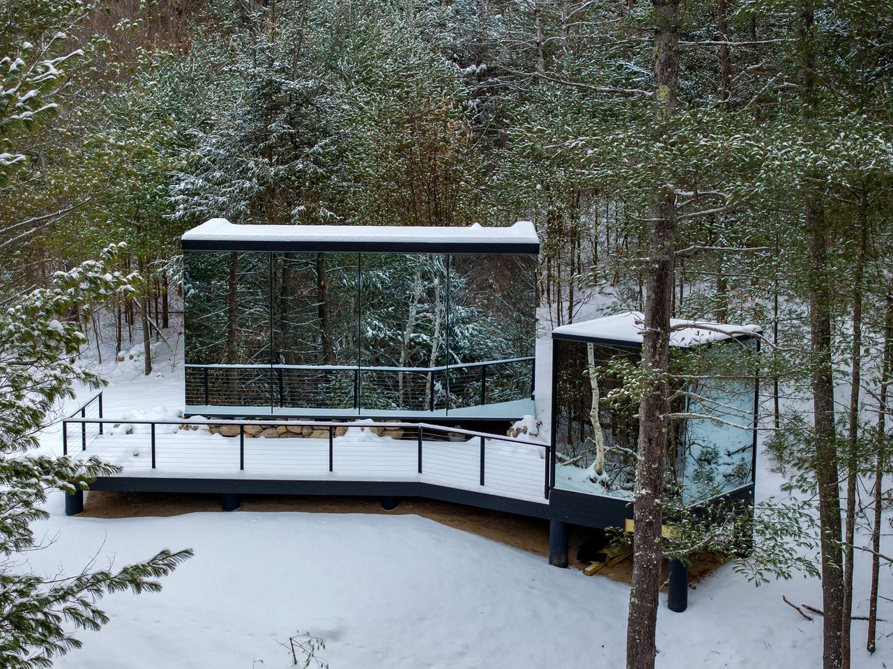 Gorgeous Scandinavian Mirror Glass Cabin in the Adirondacks for an Unforgettable Getaway in Jay, New York