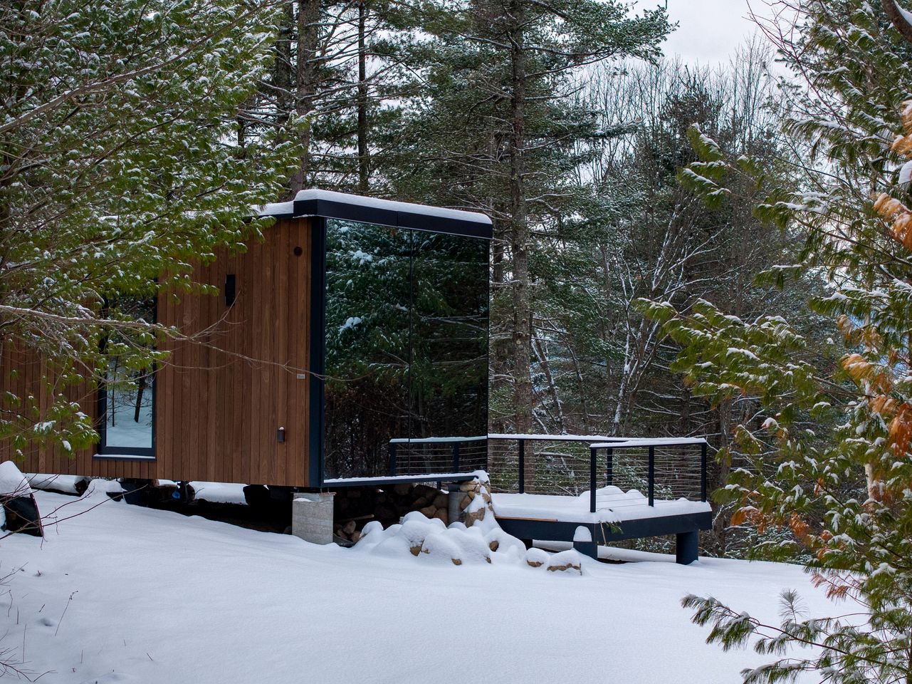 Gorgeous Scandinavian Mirror Glass Cabin in the Adirondacks for an Unforgettable Getaway in Jay, New York