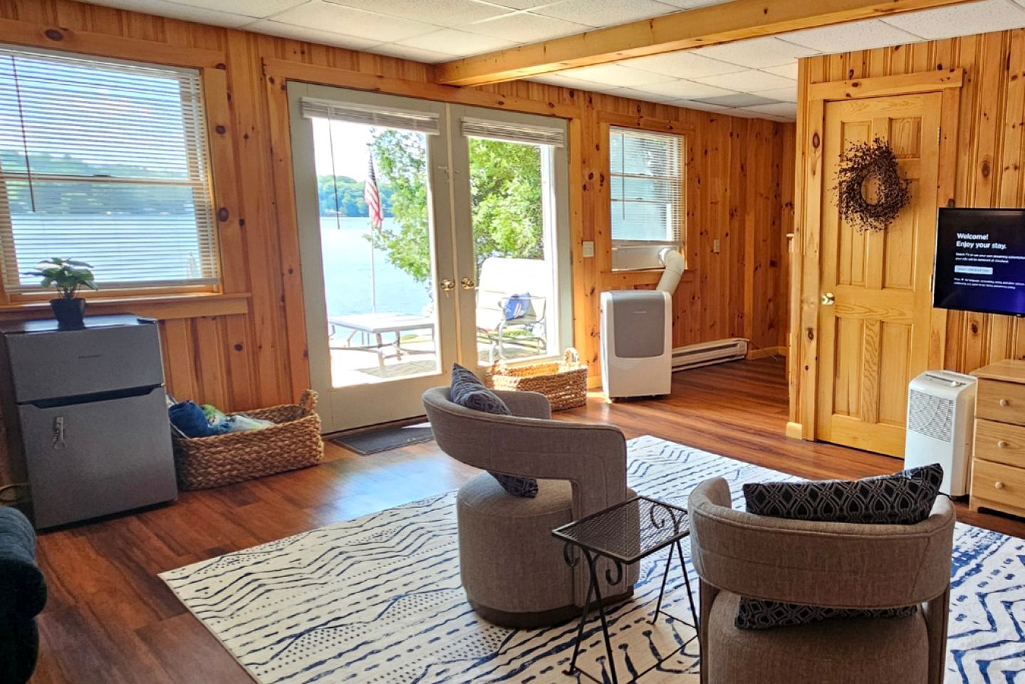 Waterfront Cabin with Dock, Kayaks & Sunset Views on Great Pond in Belgrade, Maine
