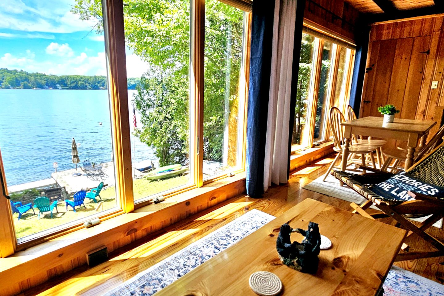 Waterfront Cabin with Dock, Kayaks & Sunset Views on Great Pond in Belgrade, Maine