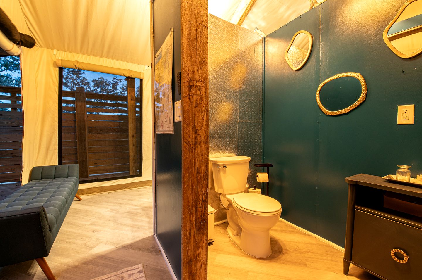 Secluded Treehouse Tent Retreat on the Marsh with Outdoor Dining, Grilling Gear, Games, Views in Townsend, Georgia