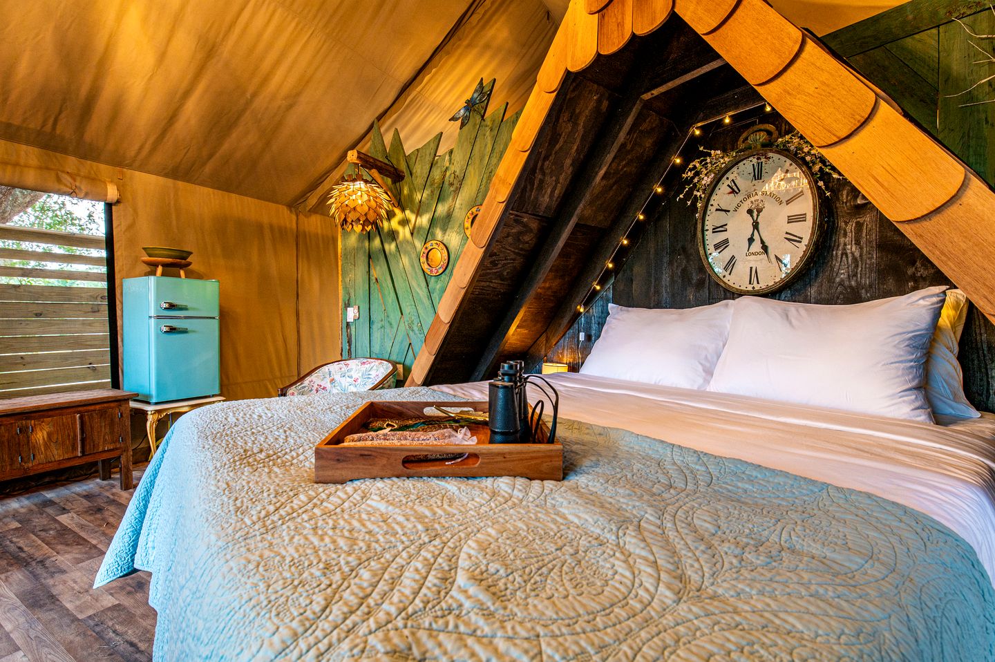 Marsh-View Treehouse Tent Glamping with Private Campsite, Wildlife Watching, BBQ, Fire Pit in Townsend, Georgia