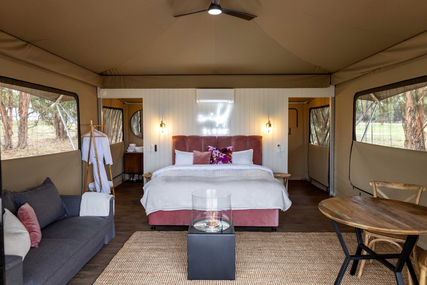 Tranquil Eco Safari Tent Stay with Outdoor Bath & Wellness Lodge in Quindalup, WA