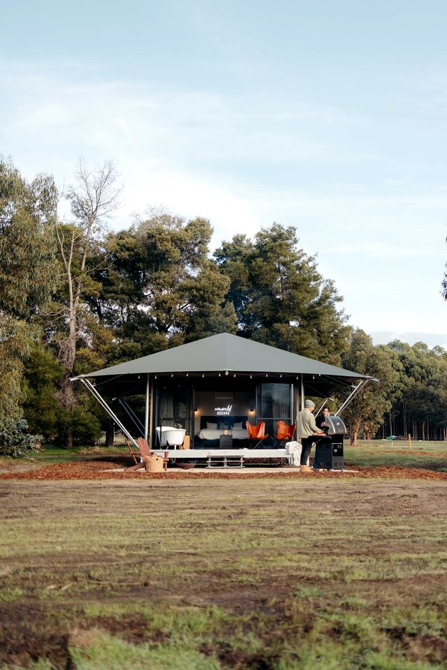 Tranquil Eco Safari Tent Stay with Outdoor Bath & Wellness Lodge in Quindalup, WA