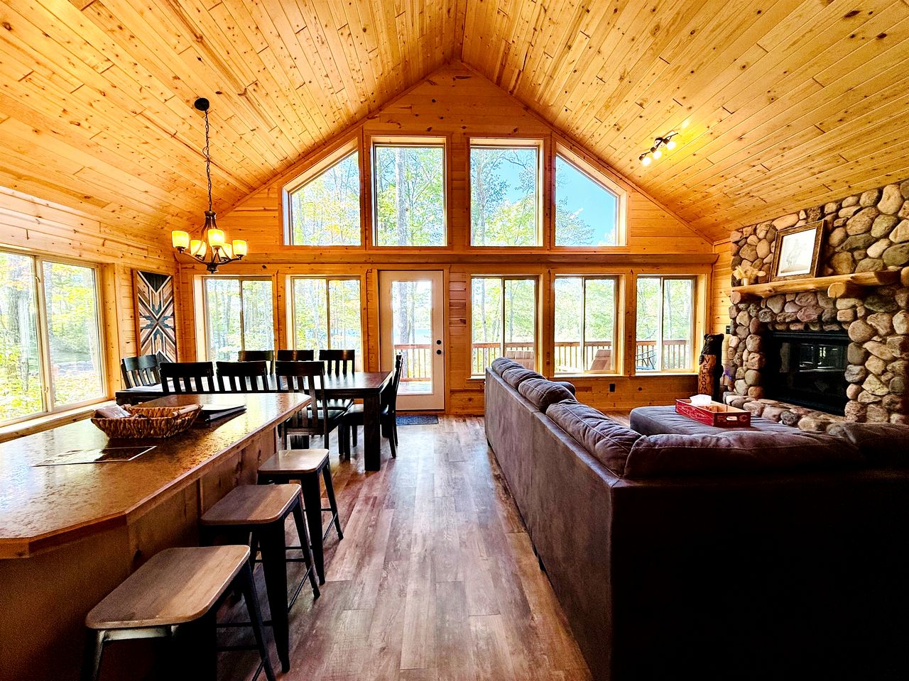 Group Lake Cabin with Ping Pong Table Loaded with Kayaks in Wisconsin