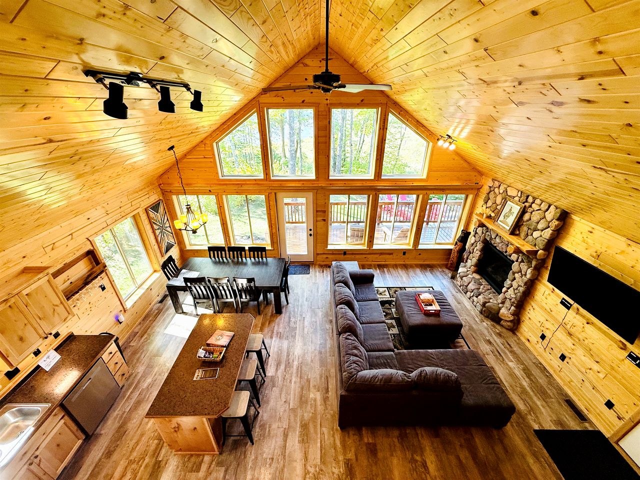 Group Lake Cabin with Ping Pong Table Loaded with Kayaks in Wisconsin