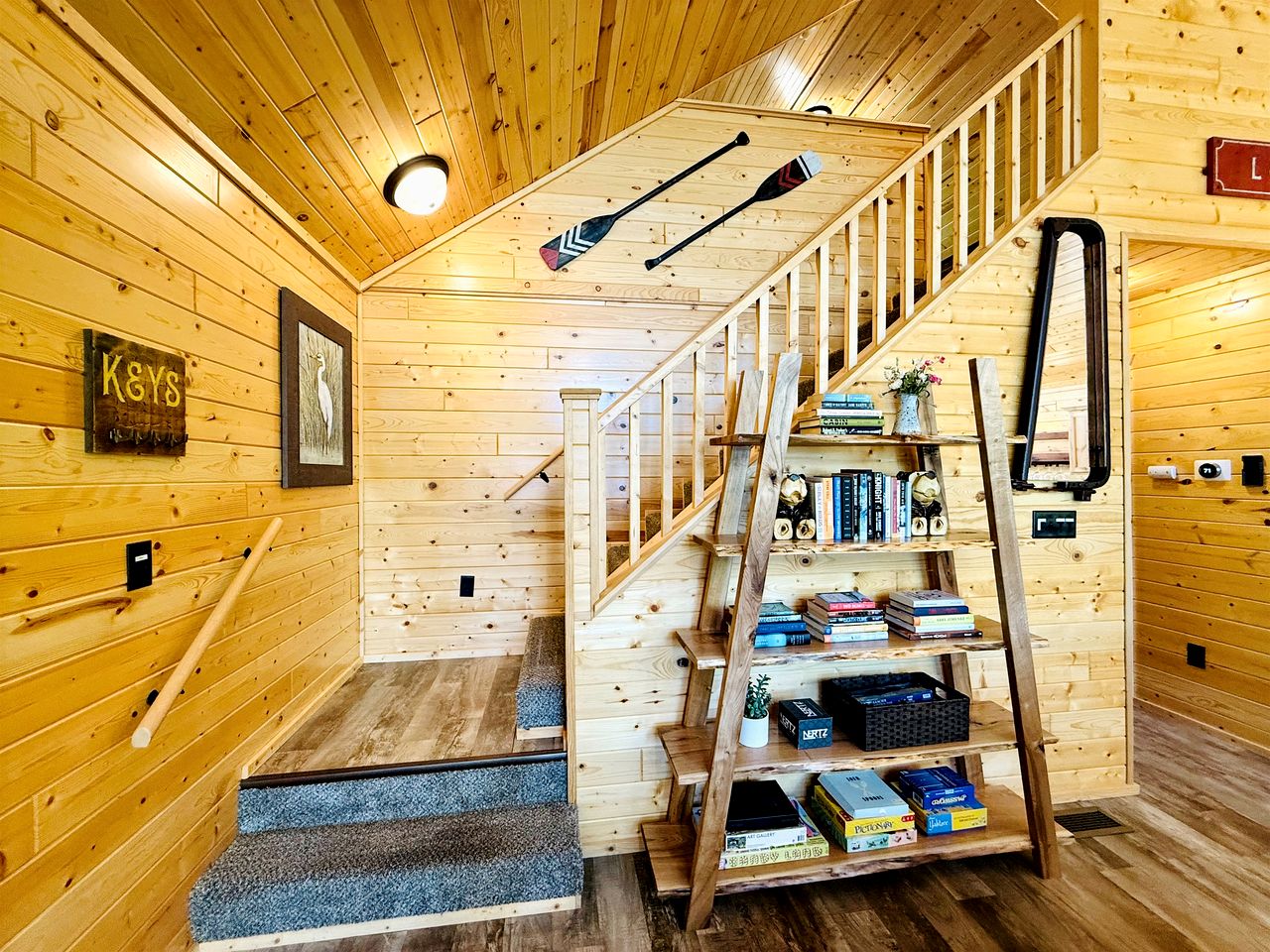 Group Lake Cabin with Ping Pong Table Loaded with Kayaks in Wisconsin