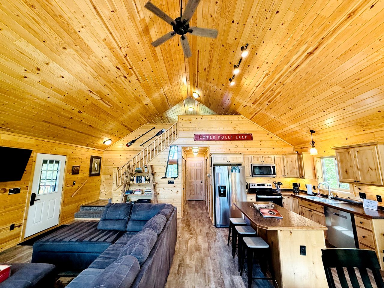 Group Lake Cabin with Ping Pong Table Loaded with Kayaks in Wisconsin