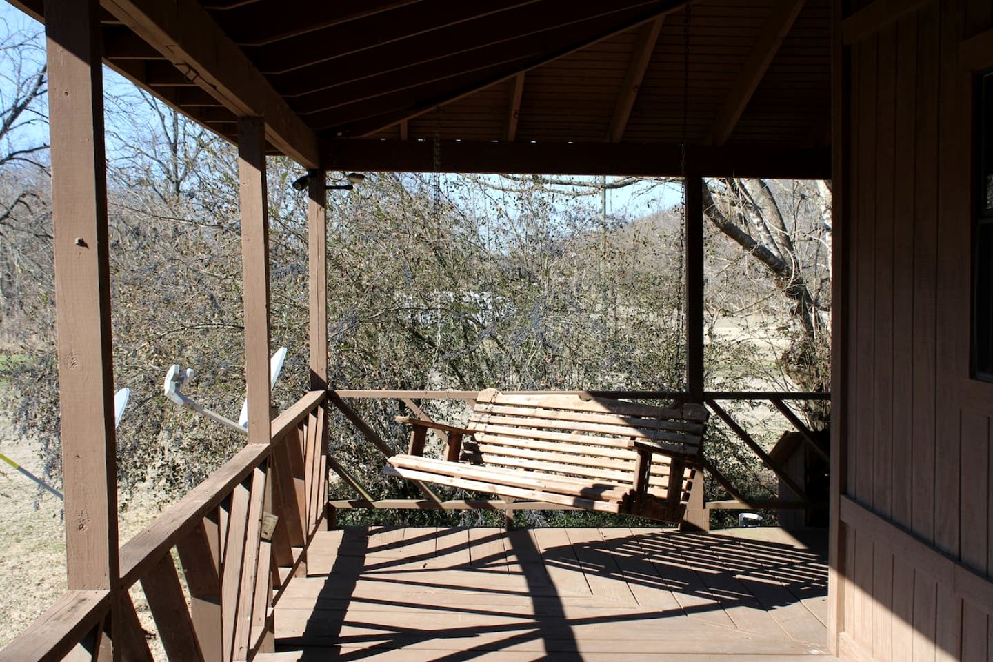 Creek Cabin with Fire Pit Loaded with Kayaks in Arkansas
